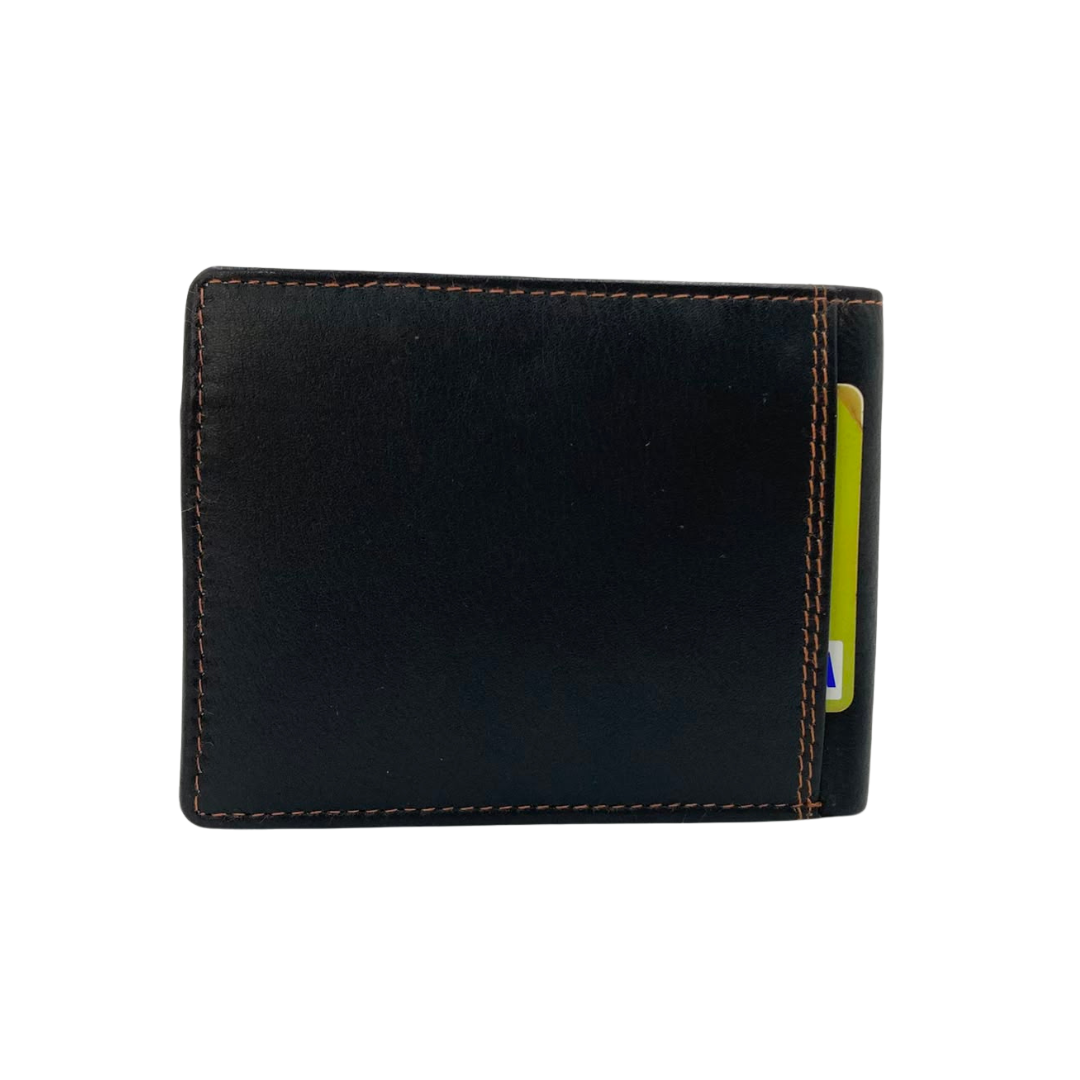 Mens Genuine Leather Mens wallet Leather Lined Bi fold Wallet For Men # 1250C