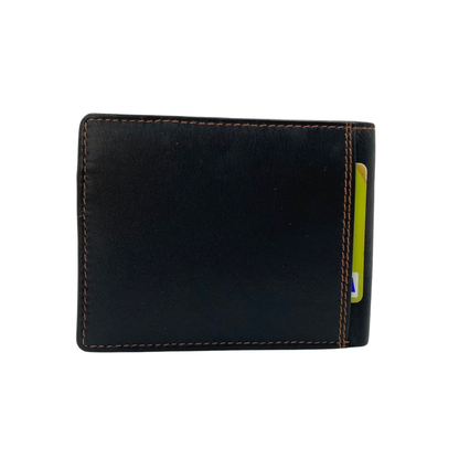 Mens Genuine Leather Mens wallet Leather Lined Bi fold Wallet For Men # 1250C