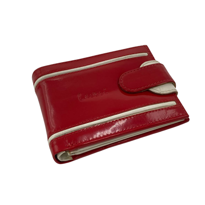 Men's Waterproof Bifold Leather Wallet with ID Window & Card Slots (White & Red Edition) #1887CL [D.L.]