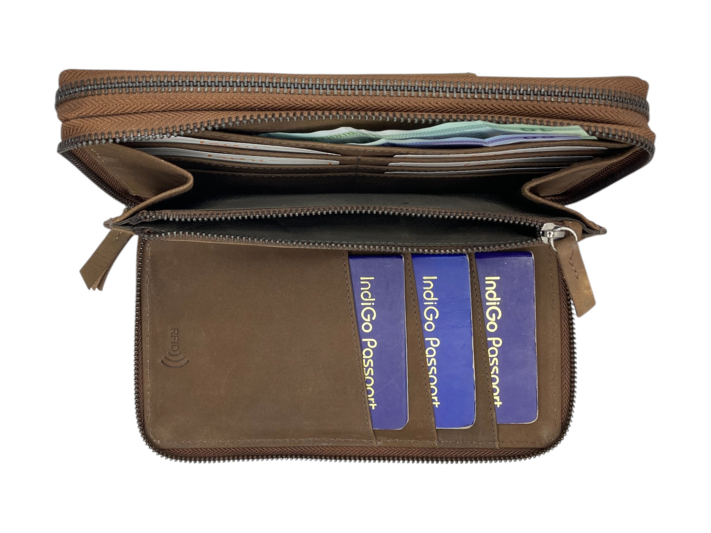 Vintage Premium Leather Family Passport Wallet # 4645