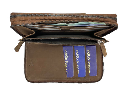 Vintage Premium Leather Family Passport Wallet # 4645