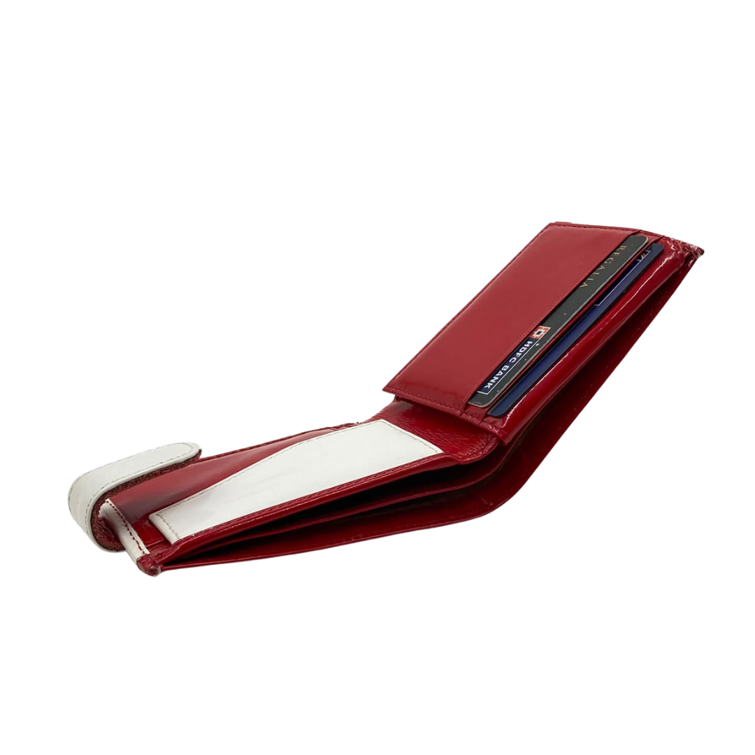 Men's Waterproof Bifold Leather Wallet with ID Window & Card Slots (White & Red Edition) #1020CL [PATTI]