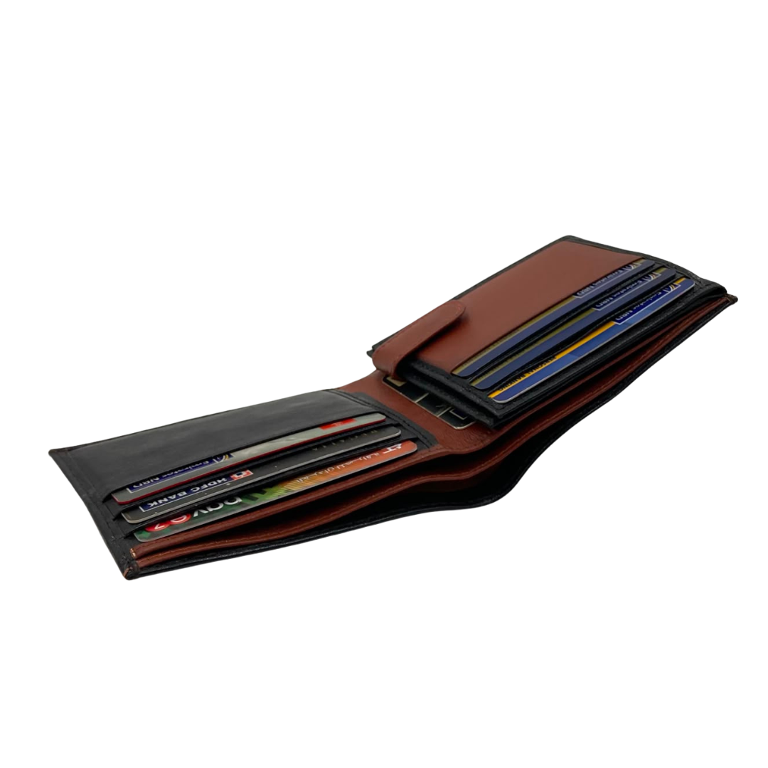 Mens Genuine Leather Mens wallet Leather Lined Bi fold Wallet For Men # 1426