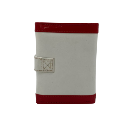 Men's Waterproof Bifold Leather Wallet with ID Window & Card Slots (White & Red Edition) #1125 [PATTI]