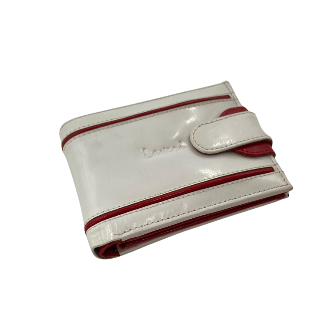 Men's Waterproof Bifold Leather Wallet with ID Window & Card Slots (White & Red Edition) #1887CL [D.L.]