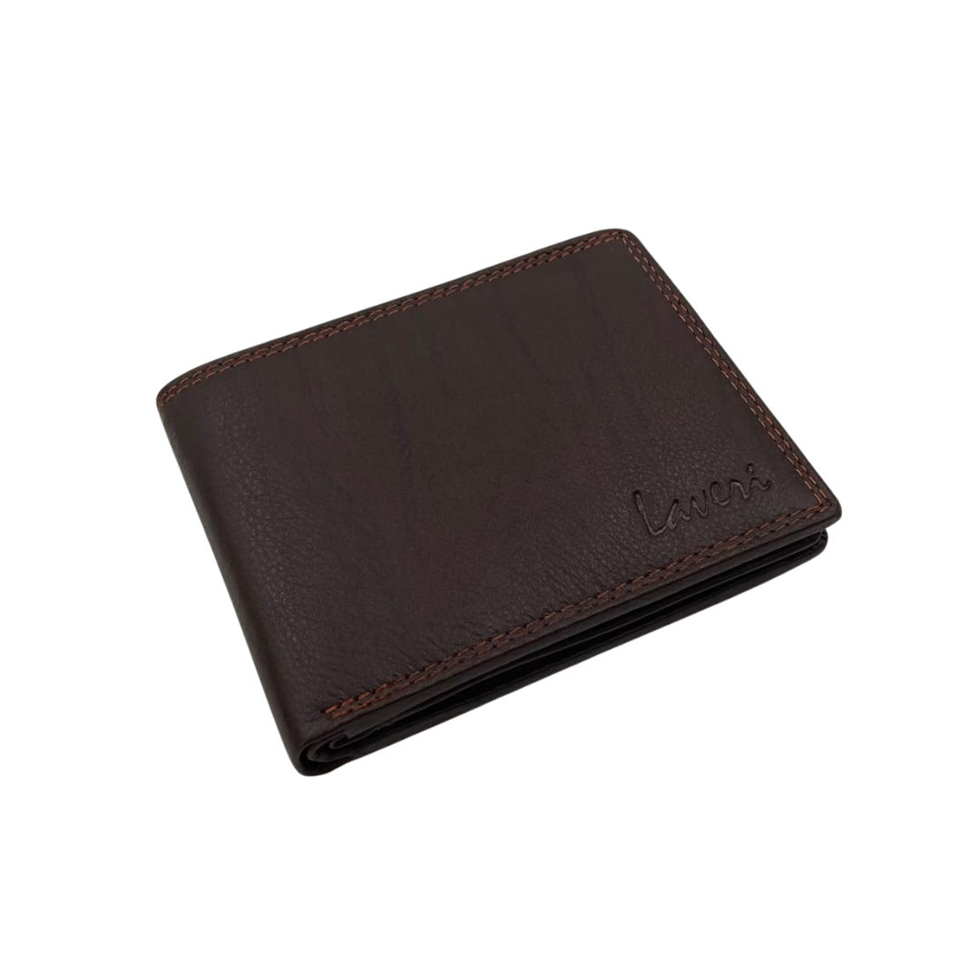Mens Genuine Leather Mens wallet Leather Lined Bi fold Wallet For Men # 1350B