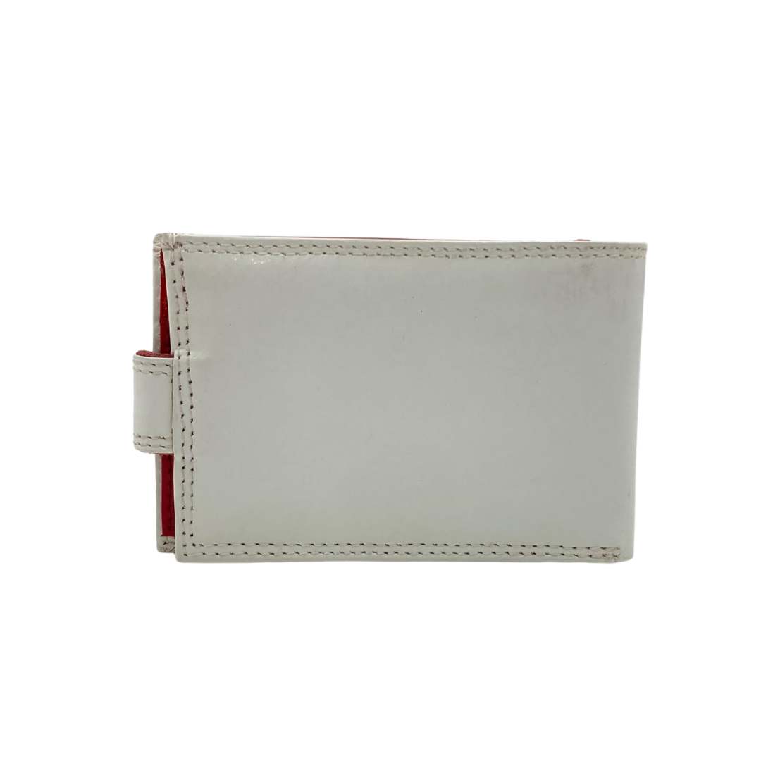 Men's Waterproof Bifold Leather Wallet with ID Window & Card Slots (White & Red Edition) #1020CL [PLAIN]