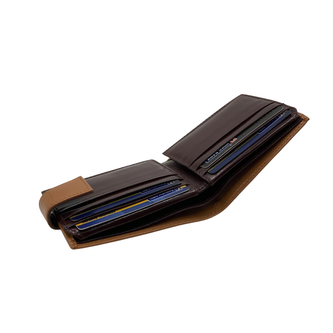 Classic Men's Waterproof Bifold Leather Wallet with Flip ID Window #1729 L