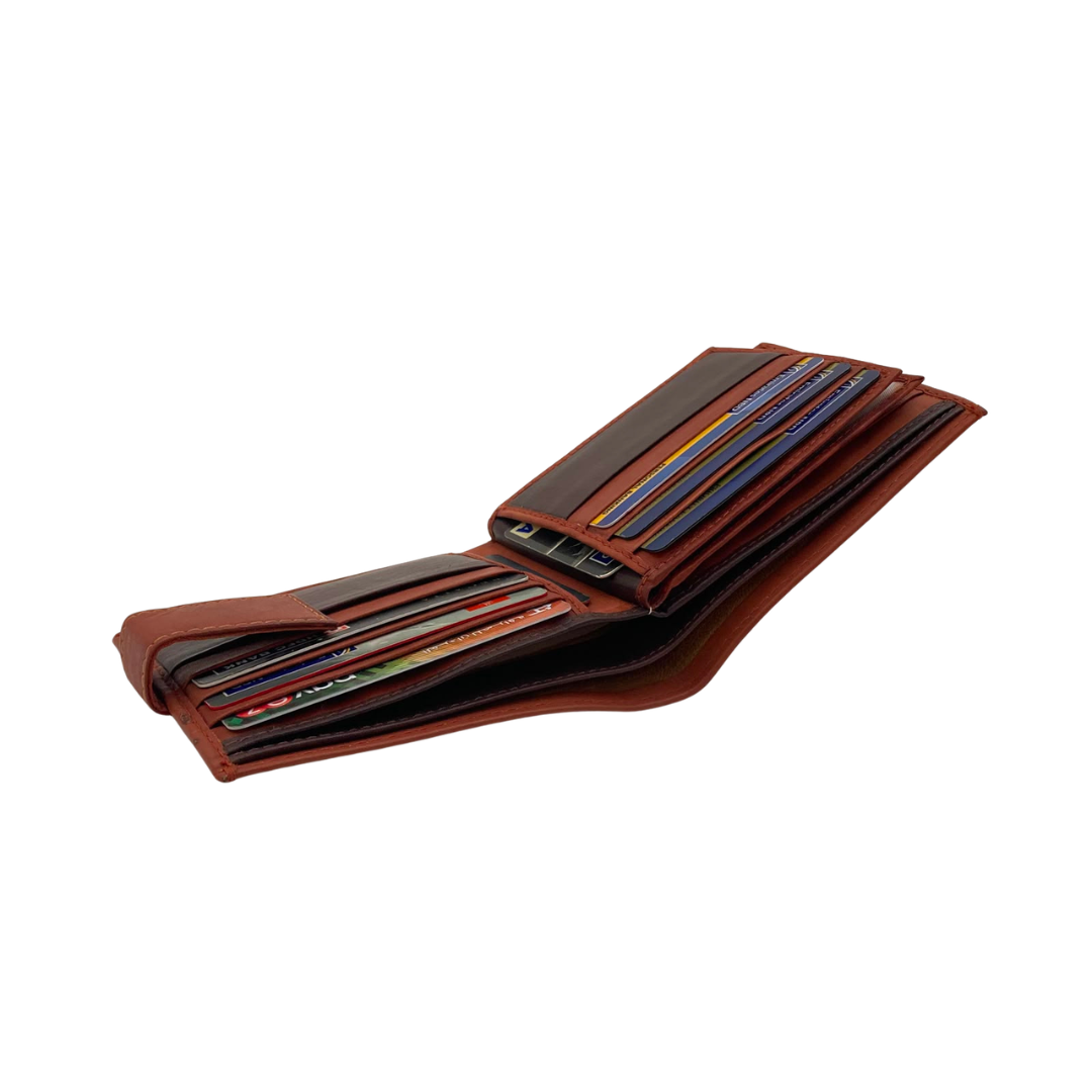 Mens Genuine Leather Mens wallet Leather Lined Bi fold Wallet For Men # 983AL