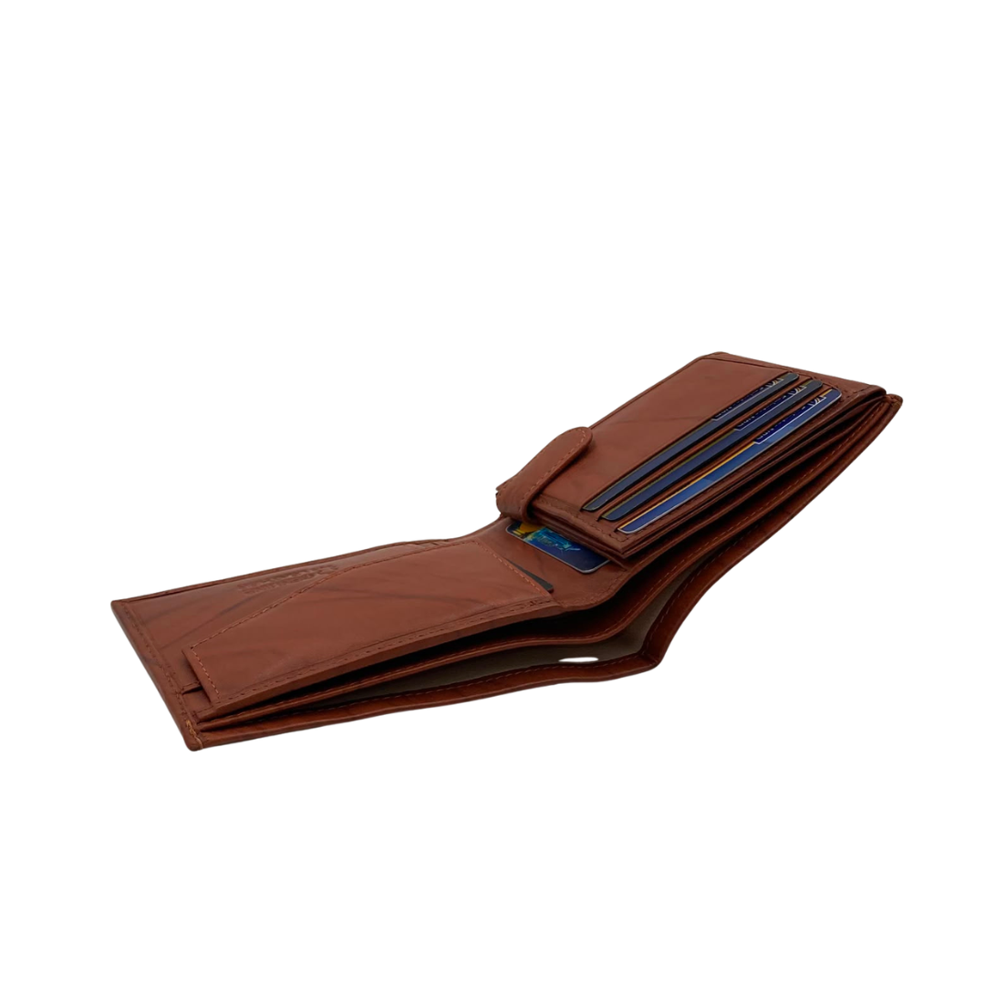 Mens Genuine Leather Mens wallet Leather Lined Bi fold Wallet For Men # 1013C