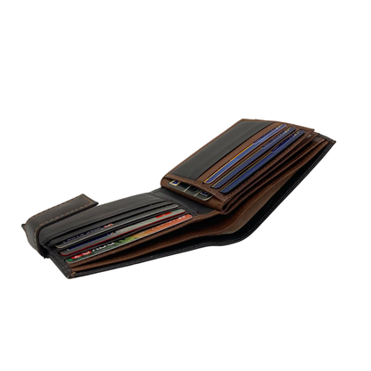 Mens Genuine Leather Mens wallet Leather Lined Bi fold Wallet For Men # 983AL