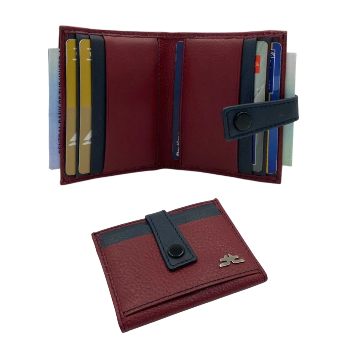 Card Case & Cash Wallet Compact Size 12 Card Space Plus Zip For Coins # 4029Z