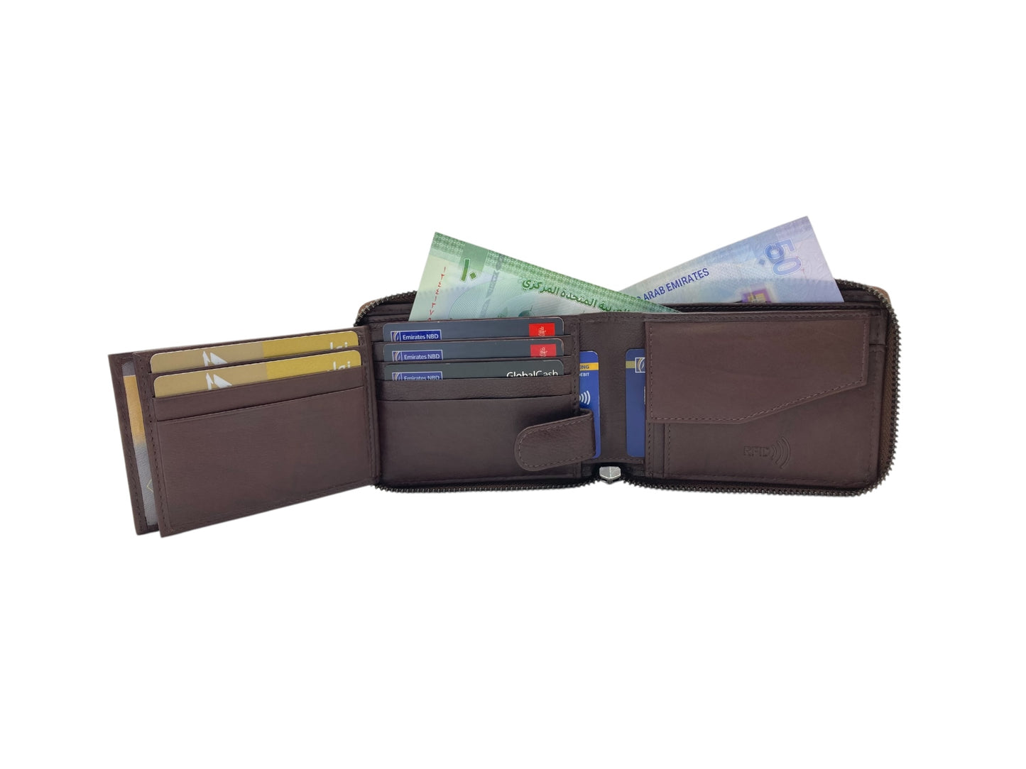 VIP Full Zip RFID Men's Wallet , Multiple Card & Coin Bifold Wallet # 1013CZ