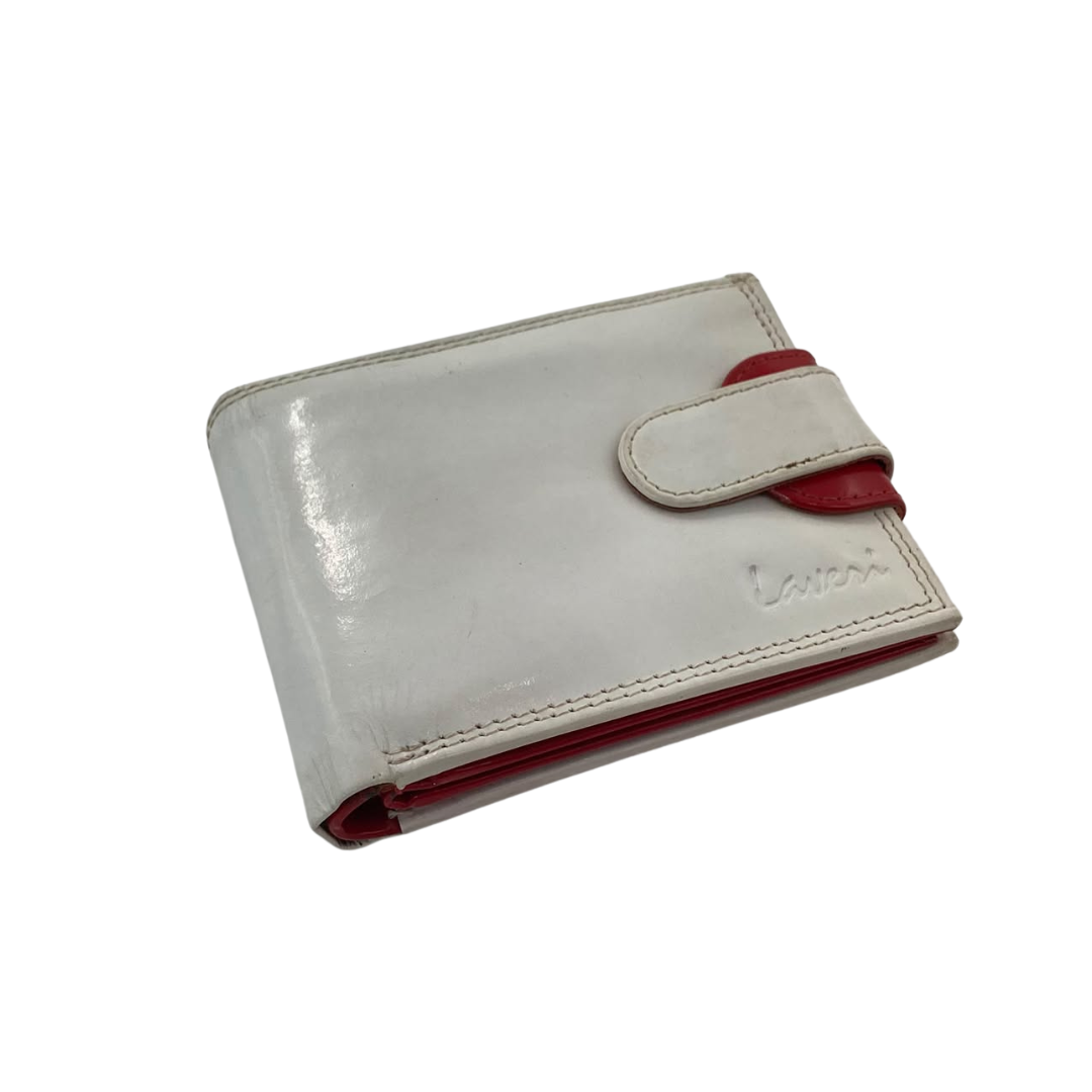 Men's Waterproof Bifold Leather Wallet with ID Window & Card Slots (White & Red Edition) #1887CL [PLAIN]
