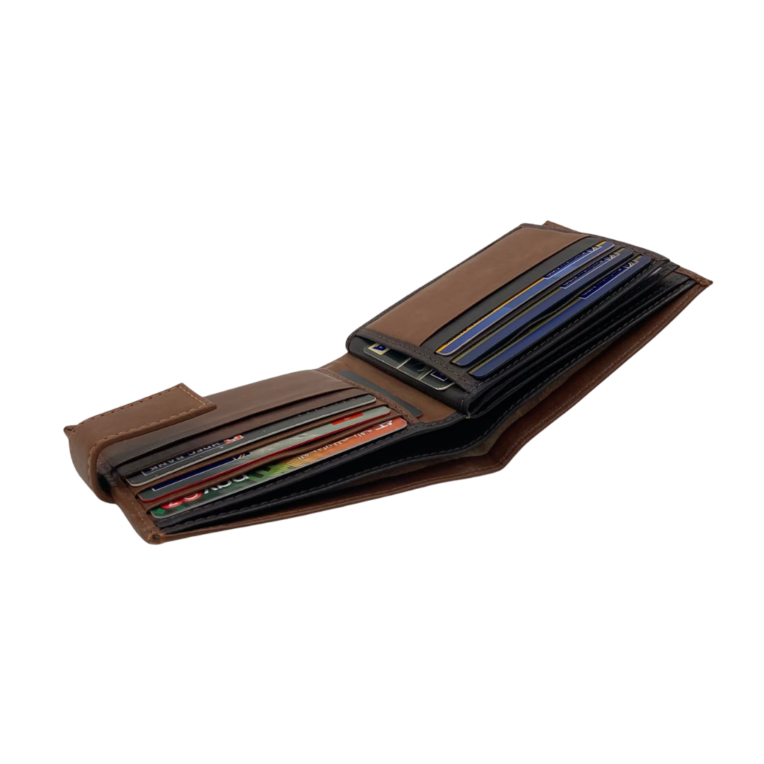 Mens Genuine Leather Mens wallet Leather Lined Bi fold Wallet For Men # 983AL
