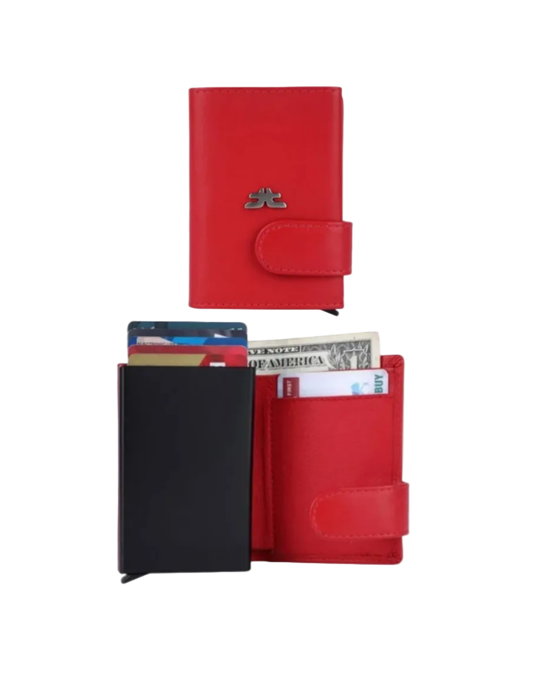 Smart Pop-Up Metallic Card Holder Wallet in Leather #4403