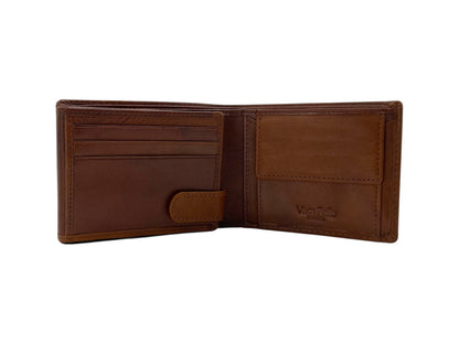 VacaPelle 10-12 Card & Zip-Coins Billfold Genuine Leather Wallet # 1426C
