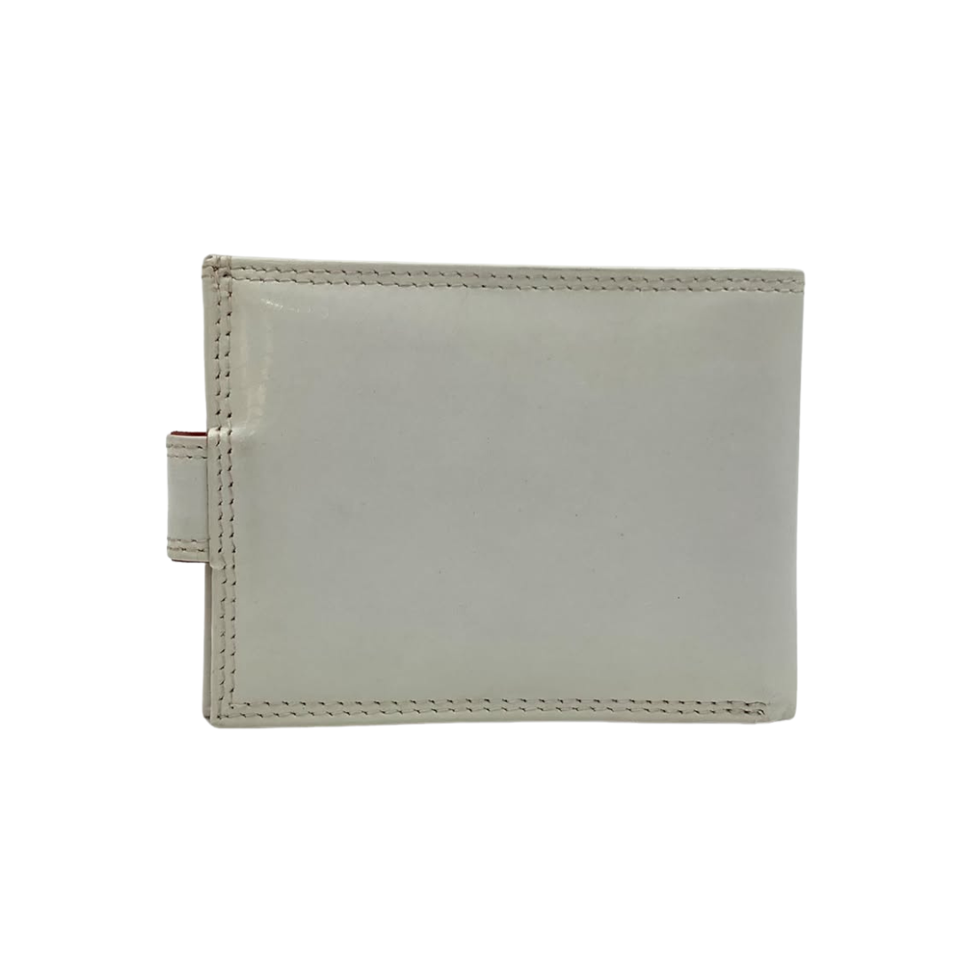 Men's Waterproof Bifold Leather Wallet with ID Window & Card Slots (White & Red Edition) #1728CL [PLAIN]