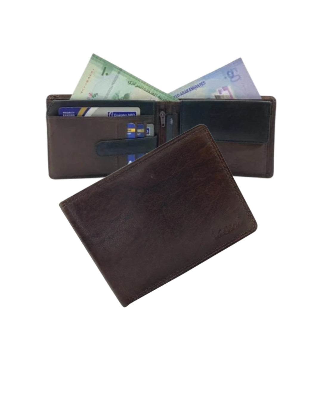 Smooth Leather Card & Coin Billfold Wallet # 1510