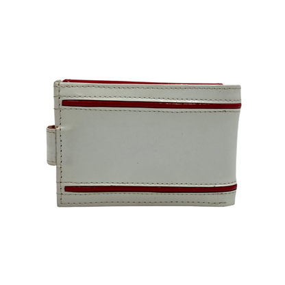 Men's Waterproof Bifold Leather Wallet with ID Window & Card Slots (White & Red Edition) #1020CL [D.L.]
