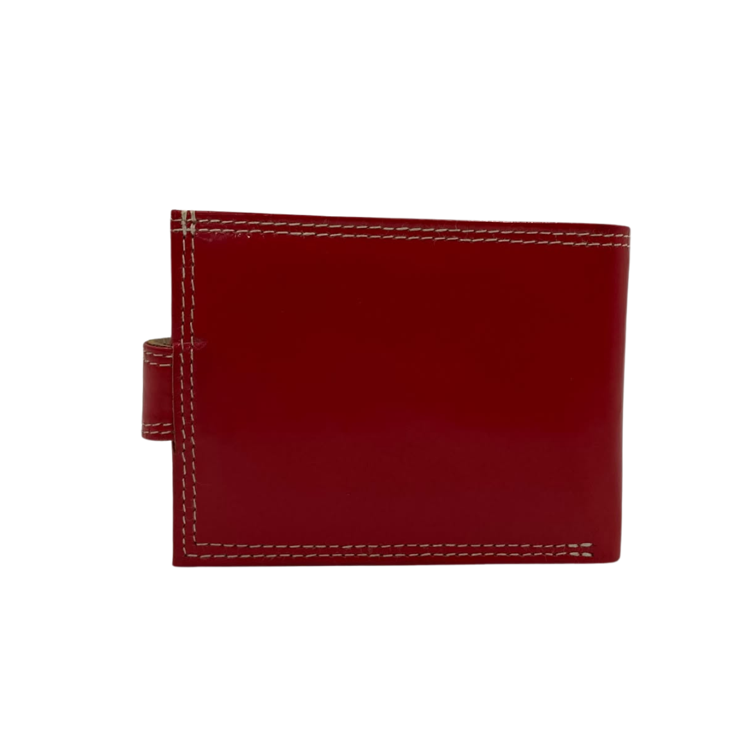 Men's Waterproof Bifold Leather Wallet with ID Window & Card Slots (White & Red Edition) #1729A [PLAIN]