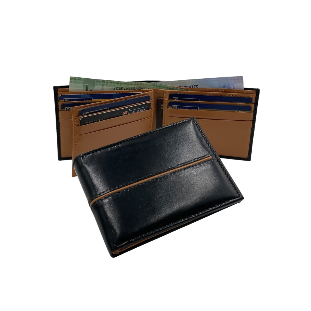 Classic Men's Waterproof Bifold Leather Wallet with Flip ID Window #1728