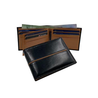 Classic Men's Waterproof Bifold Leather Wallet with Flip ID Window #1728