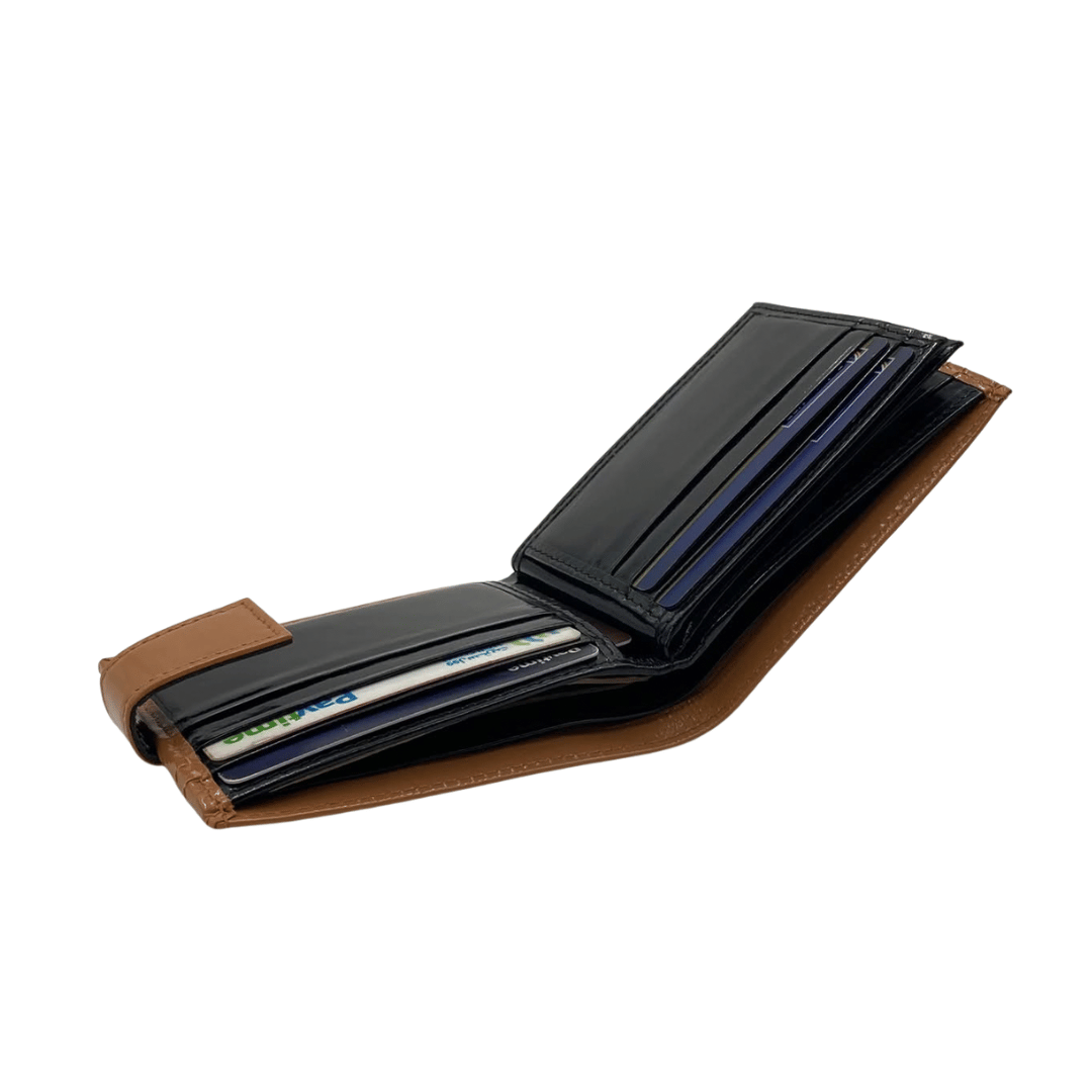 Classic Men's Waterproof Bifold Leather Wallet with Flip ID Window # 892L (D.L.)