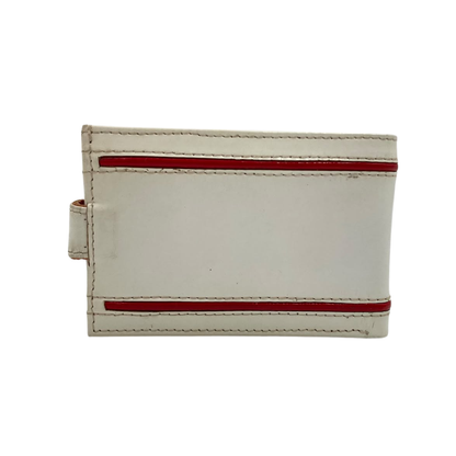 Men's Waterproof Bifold Leather Wallet with ID Window & Card Slots (White & Red Edition) #1020AL [D.L.]