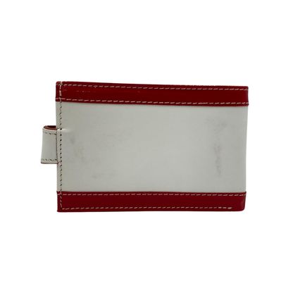 Men's Waterproof Bifold Leather Wallet with ID Window & Card Slots (White & Red Edition) #1020AL [PATTI]