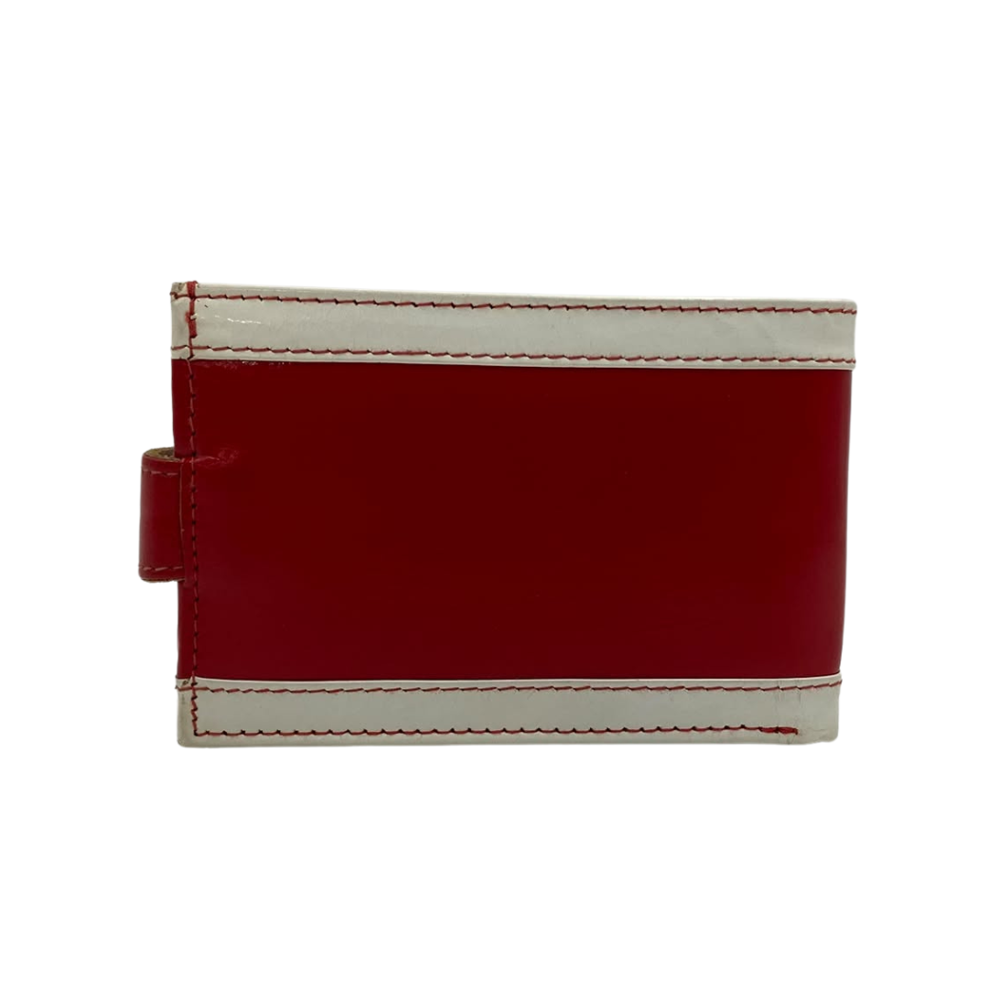 Men's Waterproof Bifold Leather Wallet with ID Window & Card Slots (White & Red Edition) #1020AL [PATTI]