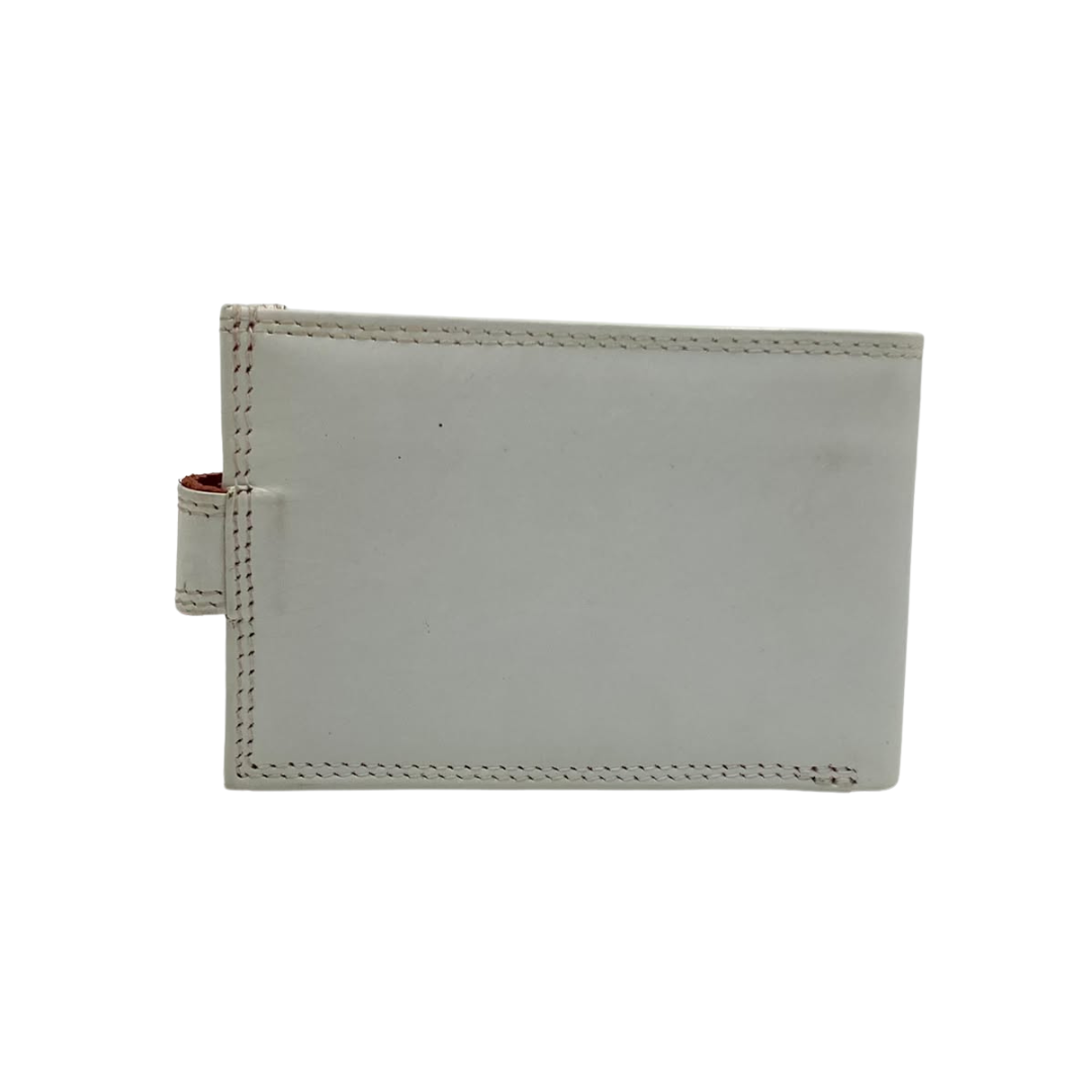 Men's Waterproof Bifold Leather Wallet with ID Window & Card Slots (White & Red Edition) #1020AL [PLAIN]