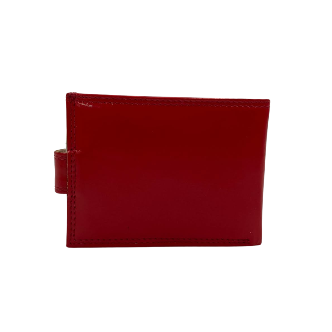 Men's Waterproof Bifold Leather Wallet with ID Window & Card Slots (White & Red Edition) #1728CL [PLAIN]