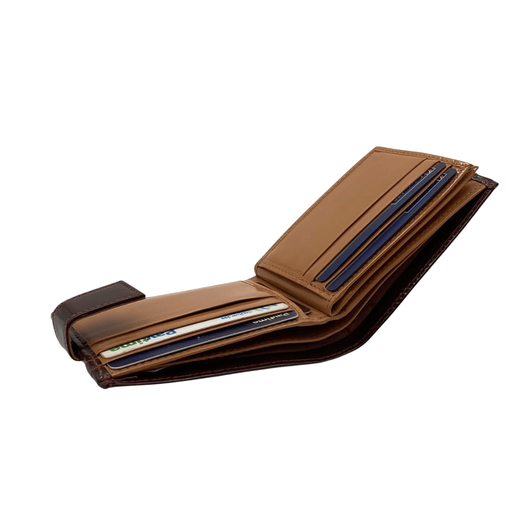 Classic Men's Waterproof Bifold Leather Wallet with Flip ID Window # 892L (D.L.)