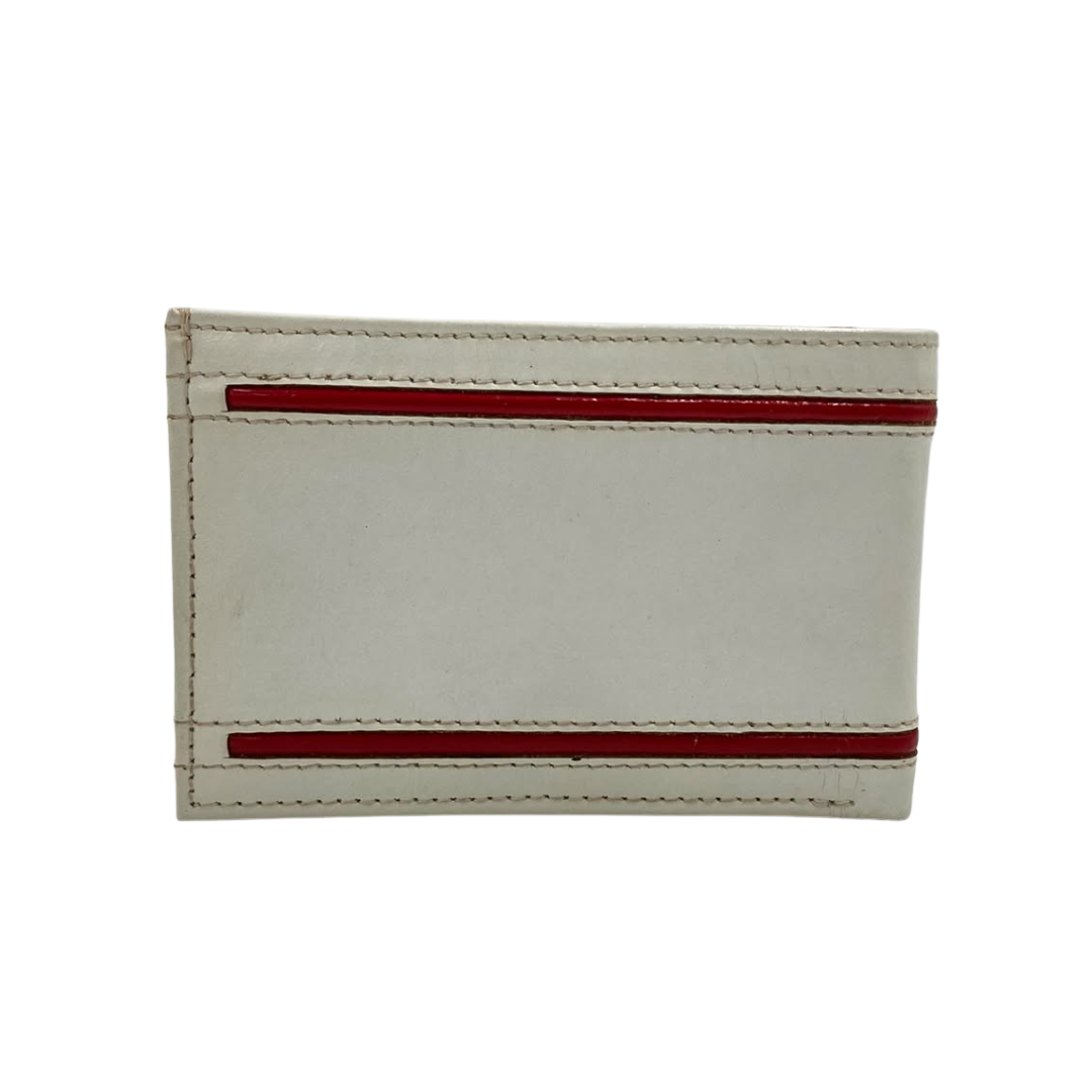 Men's Waterproof Bifold Leather Wallet with ID Window & Card Slots (White & Red Edition) #1020B [D.L.]