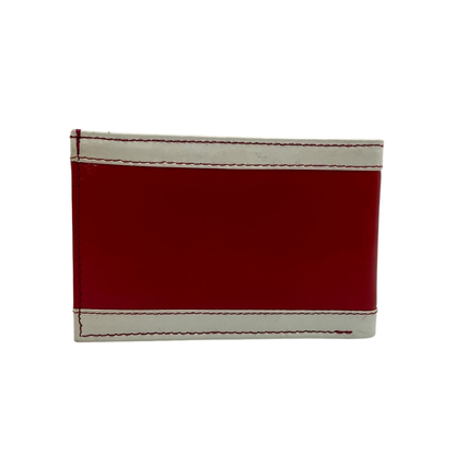 Men's Waterproof Bifold Leather Wallet with ID Window & Card Slots (White & Red Edition) #1020B [PATTI]