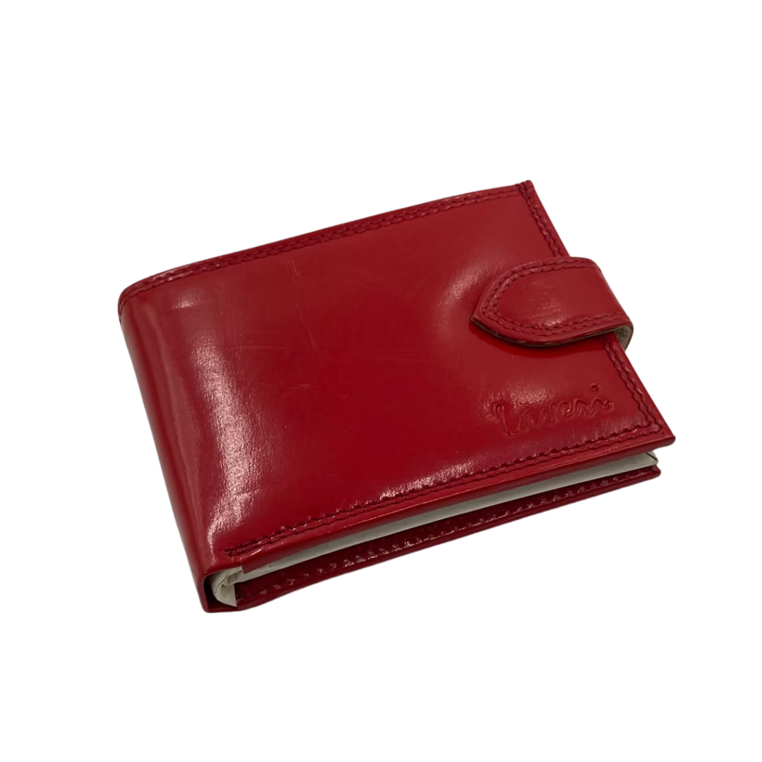 Men's Waterproof Bifold Leather Wallet with ID Window & Card Slots (White & Red Edition) #892AL [PLAIN]