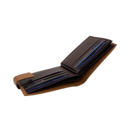 Classic Men's Waterproof Bifold Leather Wallet with Flip ID Window #892L