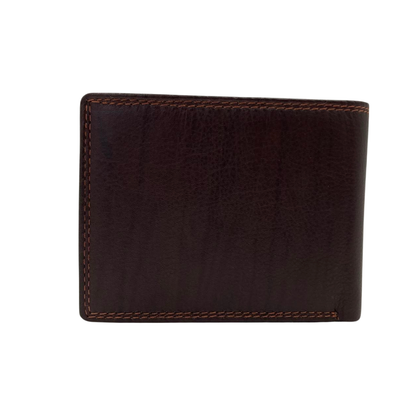 Mens Genuine Leather Mens wallet Leather Lined Bi fold Wallet For Men # 1350B