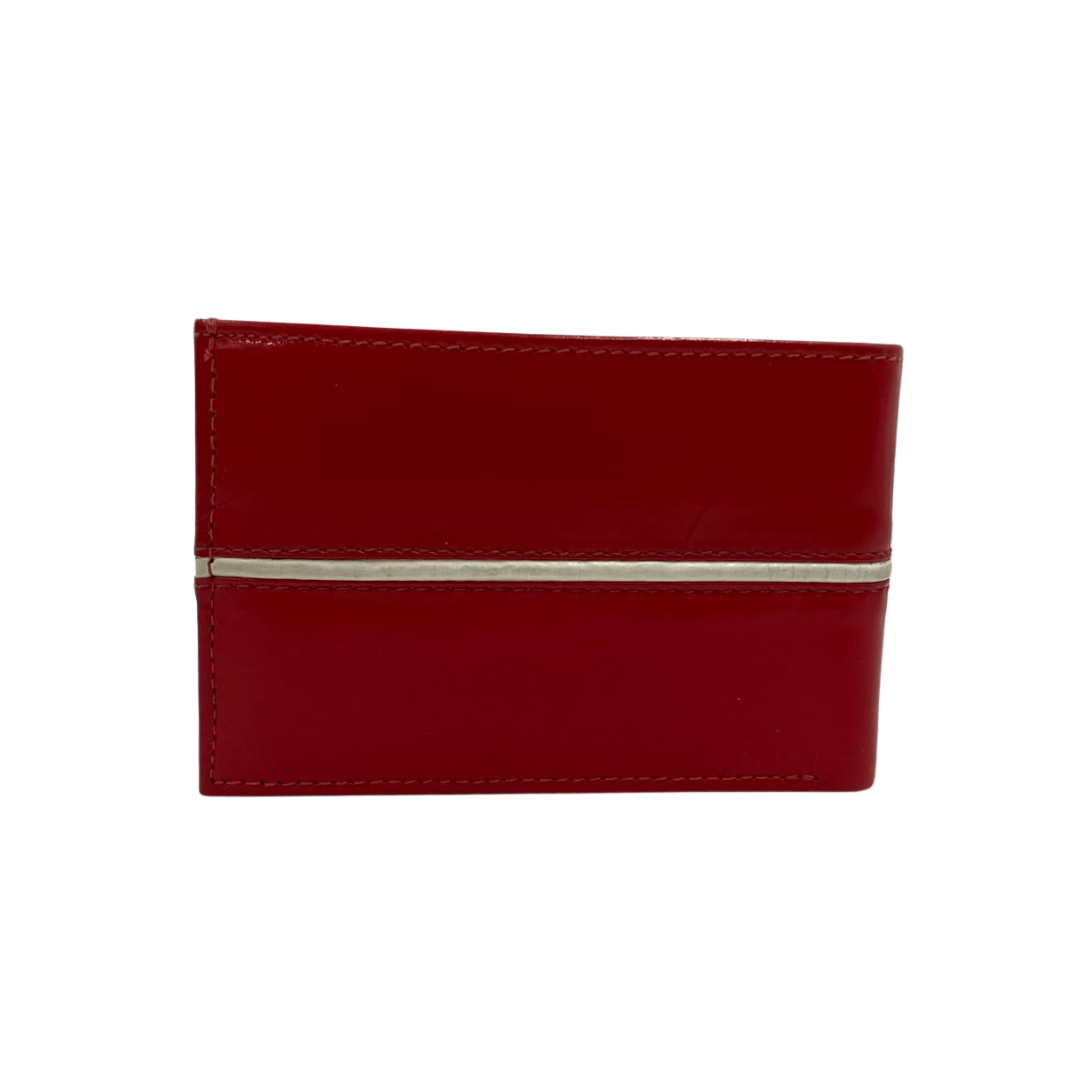 Men's Waterproof Bifold Leather Wallet with ID Window & Card Slots (White & Red Edition) #1020B [C.L.]