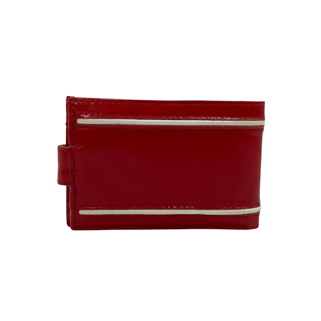 Men's Waterproof Bifold Leather Wallet with ID Window & Card Slots (White & Red Edition) #1020CL [D.L.]