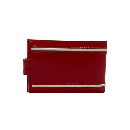 Men's Waterproof Bifold Leather Wallet with ID Window & Card Slots (White & Red Edition) #1020CL [D.L.]