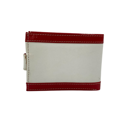 Men's Waterproof Bifold Leather Wallet with ID Window & Card Slots (White & Red Edition) #1728CL [PATTI]