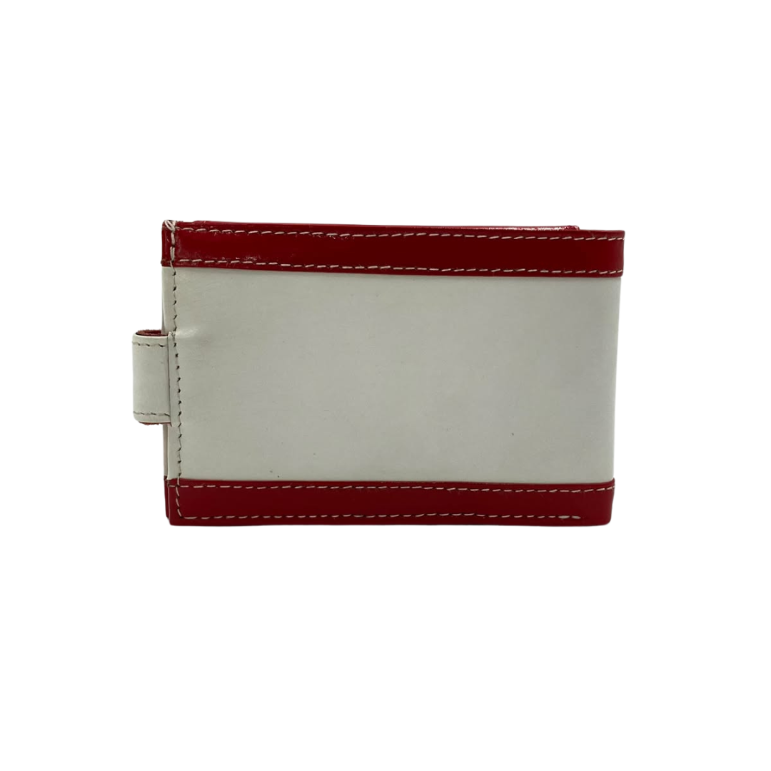 Men's Waterproof Bifold Leather Wallet with ID Window & Card Slots (White & Red Edition) #1020CL [PATTI]