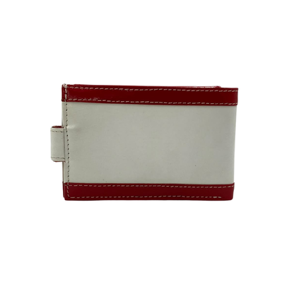 Men's Waterproof Bifold Leather Wallet with ID Window & Card Slots (White & Red Edition) #1020CL [PATTI]