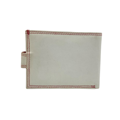Men's Waterproof Bifold Leather Wallet with ID Window & Card Slots (White & Red Edition) #1729A [PLAIN]