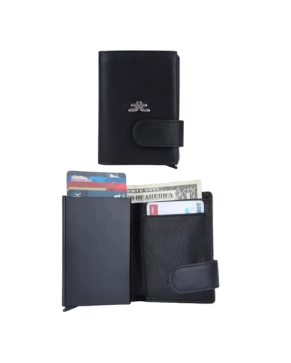 Smart Pop-Up Metallic Card Holder Wallet in Leather #4403