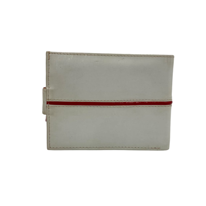 Men's Waterproof Bifold Leather Wallet with ID Window & Card Slots (White & Red Edition) #1887CL [C.L.]