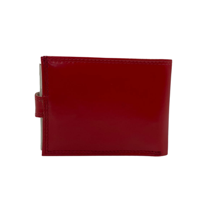 Men's Waterproof Bifold Leather Wallet with ID Window & Card Slots (White & Red Edition) #892AL [PLAIN]
