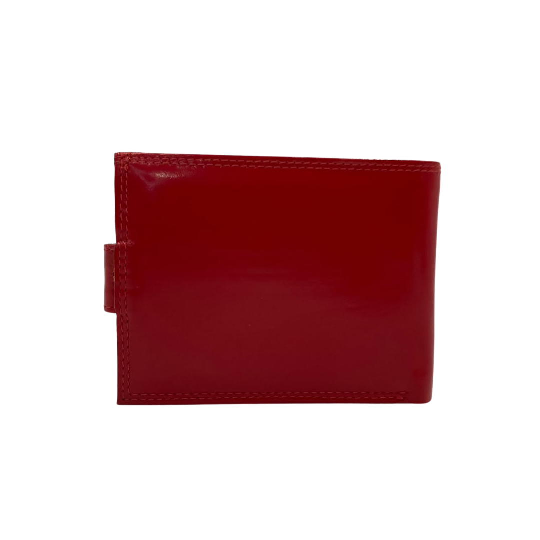 Men's Waterproof Bifold Leather Wallet with ID Window & Card Slots (White & Red Edition) #1887CL [PLAIN]